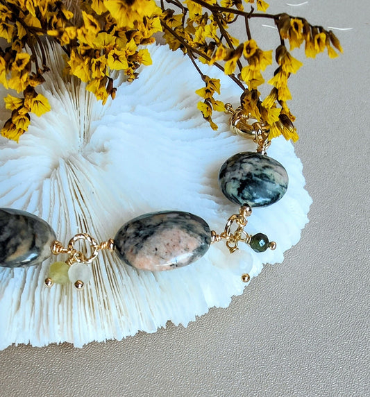 Natural Green Jasper Moonstone beads Bracelet