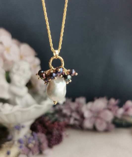 Natural Freshwater Baroque Pearl Pendant 14K Gold Plated Necklace