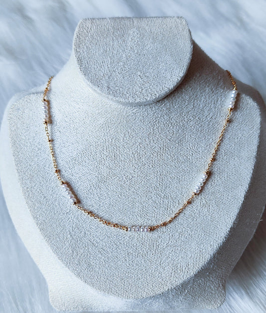 Mini Pearl 14K Gold Plated Necklace, Freshwater Pearl