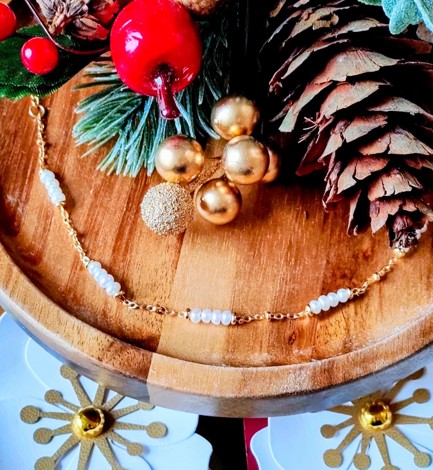 Mini Pearl 14K Gold Plated Necklace, Freshwater Pearl