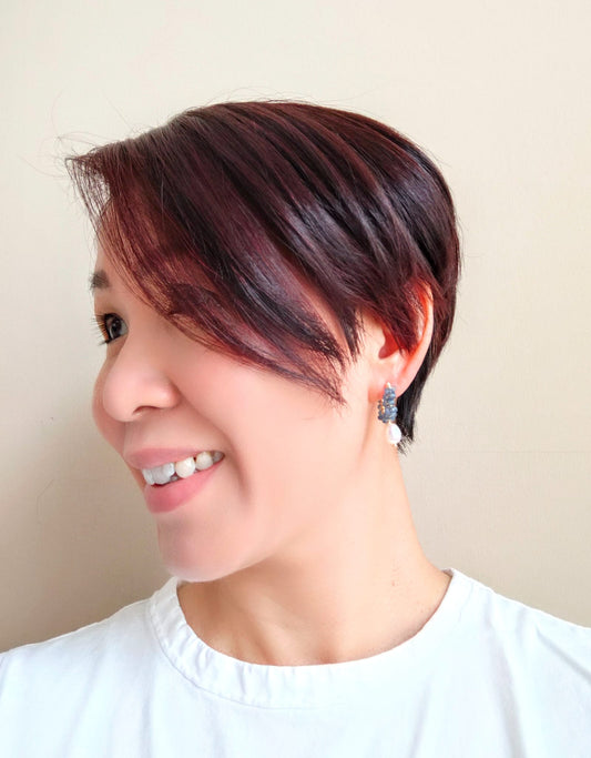 Blue Gemstone Freshwater Pearl 14K Gold-Plated Earrings, The Sparkling Halo Collection