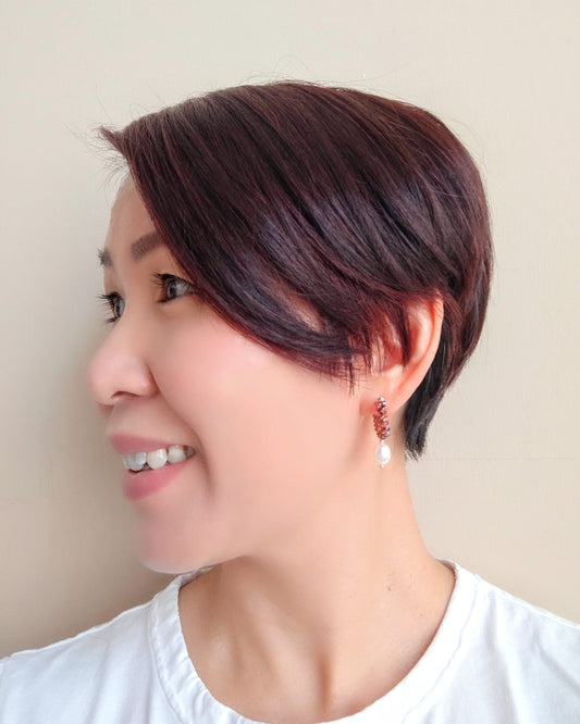 Red Garnet Freshwater Pearl 14K Gold-Plated Earrings, The Sparkling Halo Collection