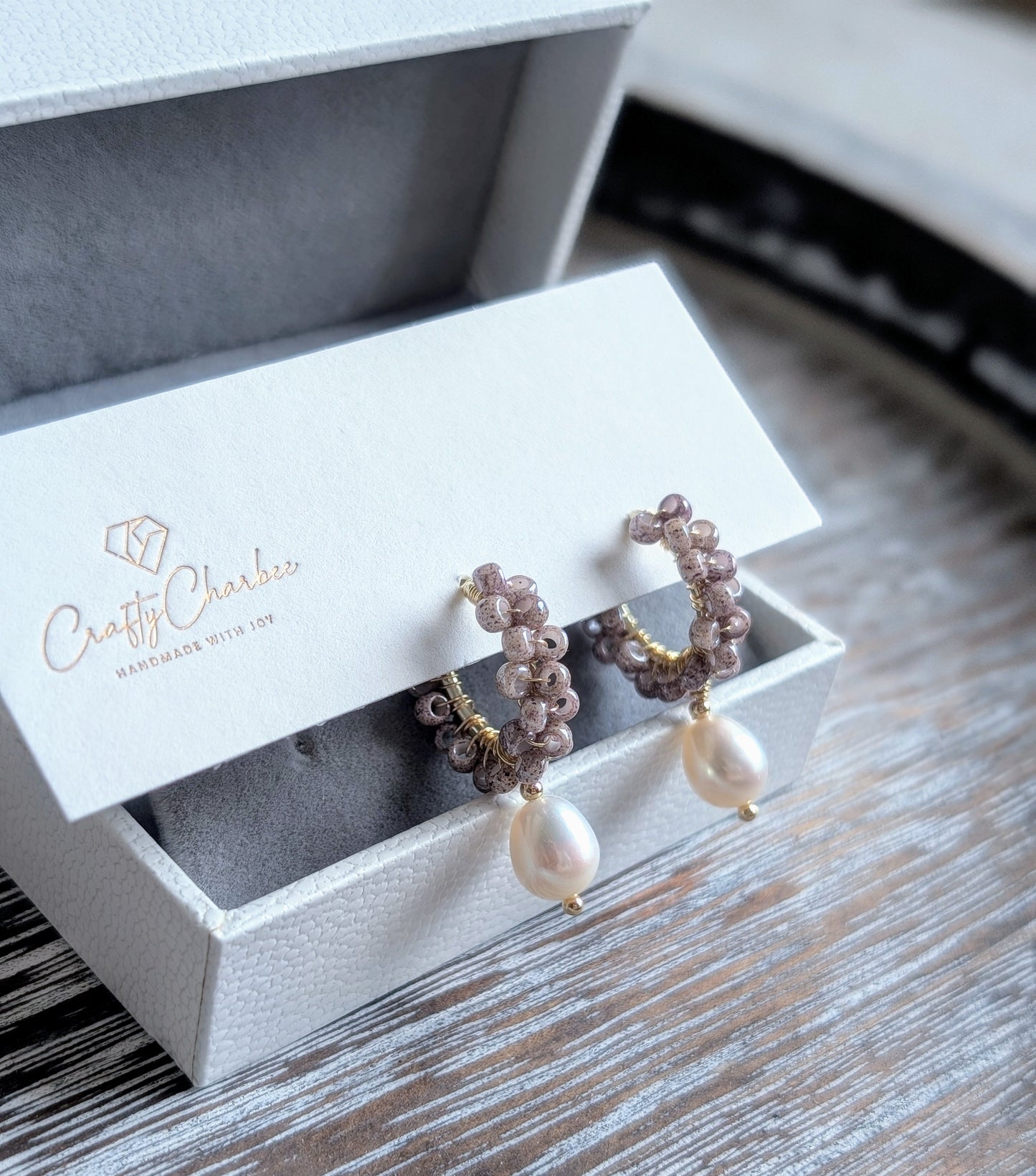 Glossy Grape Freshwater Pearl 14K Gold-Plated Earrings, The Sparkling Halo Collection
