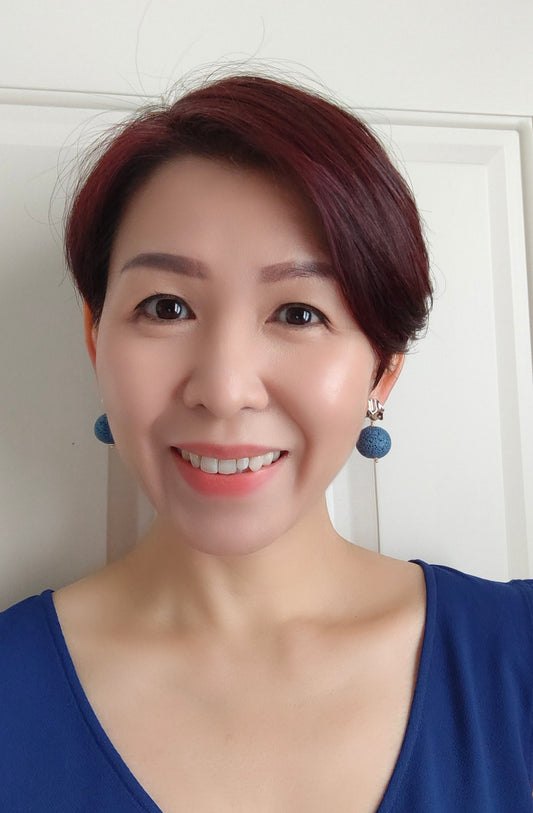 Bright Blue Lava Stone 14K Gold Plated Stud Earrings (Sphere Shape)