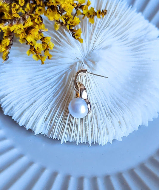 Modern & Simple Freshwater Pearl 14K Gold-Plated Stud Earrings