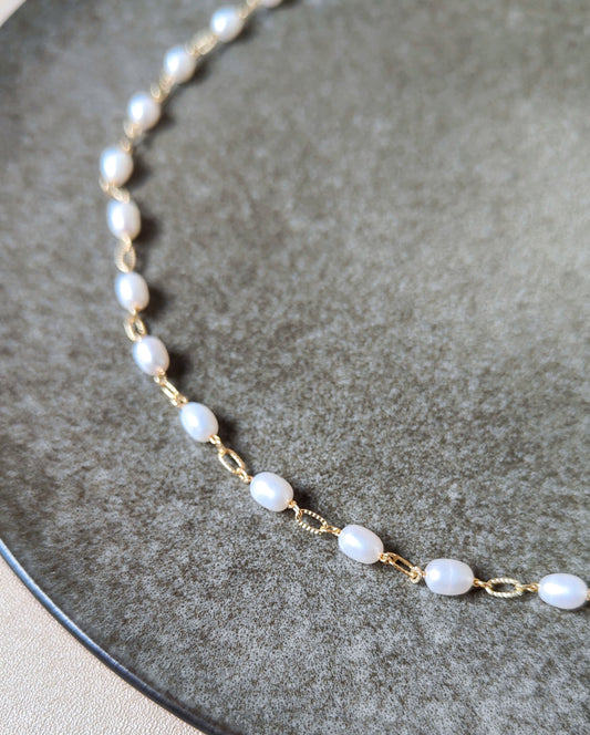 Natural Freshwater Pearls 14K Gold Plated Necklace, Layered necklace
