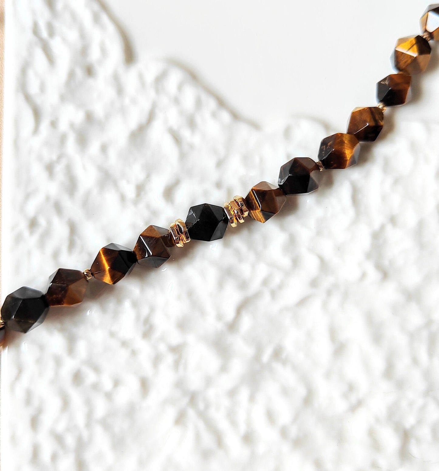 Natural Tiger Eye Stone 14K Gold-Plated Necklace