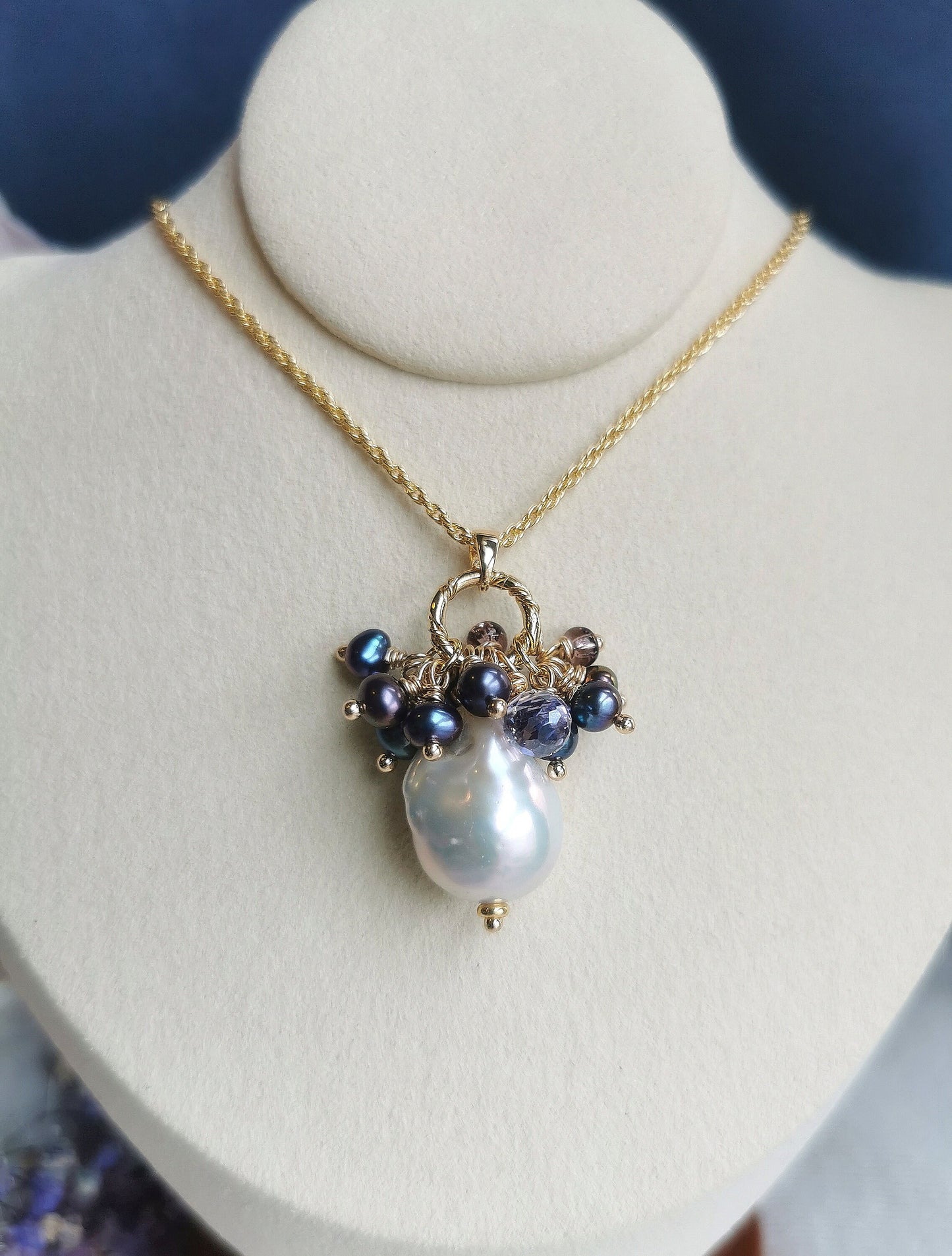 Natural Freshwater Baroque Pearl Pendant 14K Gold Plated Necklace