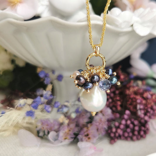 Natural Freshwater Baroque Pearl Pendant 14K Gold Plated Necklace