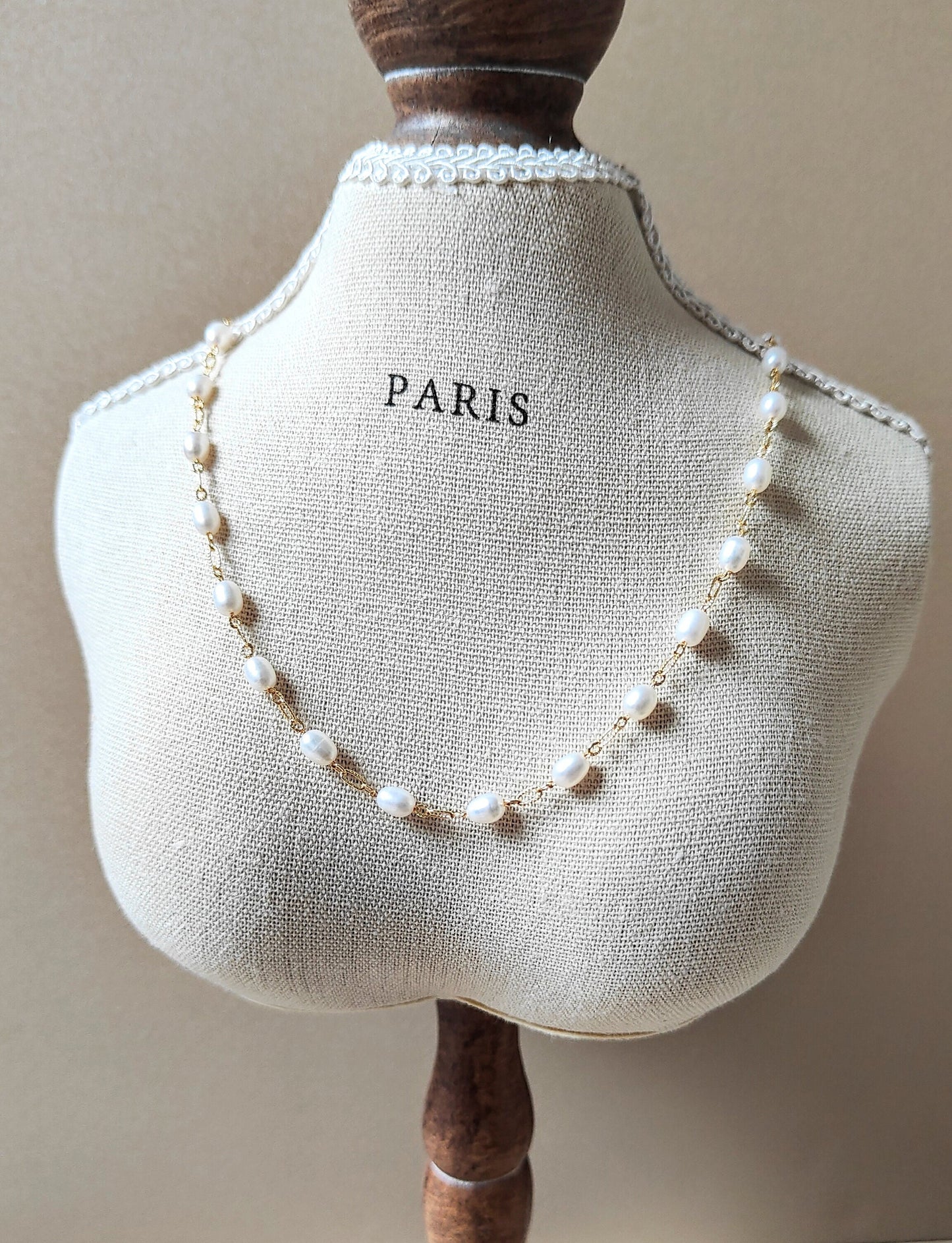 Natural Freshwater Pearls 14K Gold Plated Necklace, Layered necklace