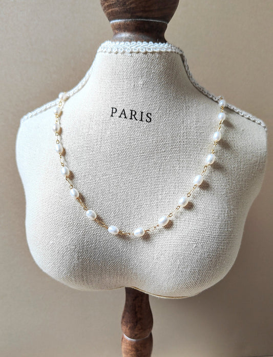 Natural Freshwater Pearls 14K Gold Plated Necklace, Layered necklace