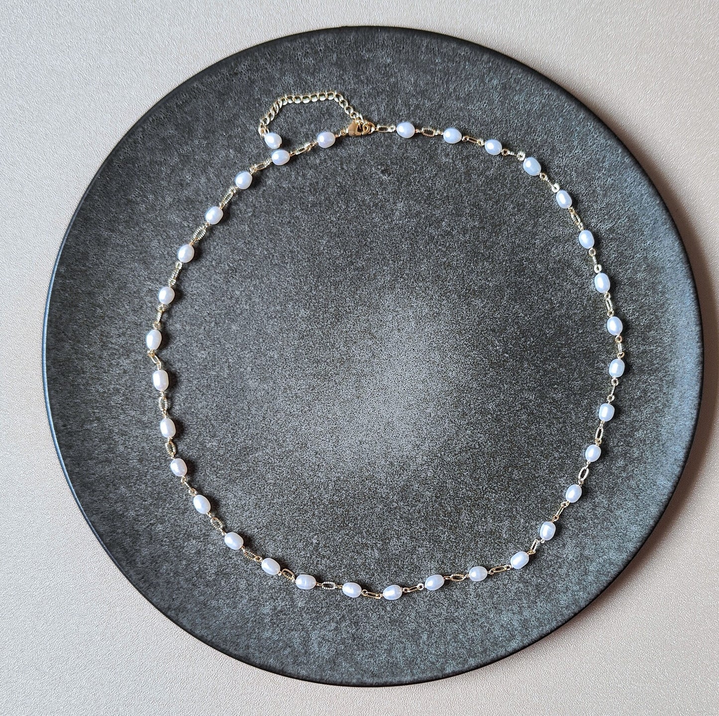 Natural Freshwater Pearls 14K Gold Plated Necklace, Layered necklace