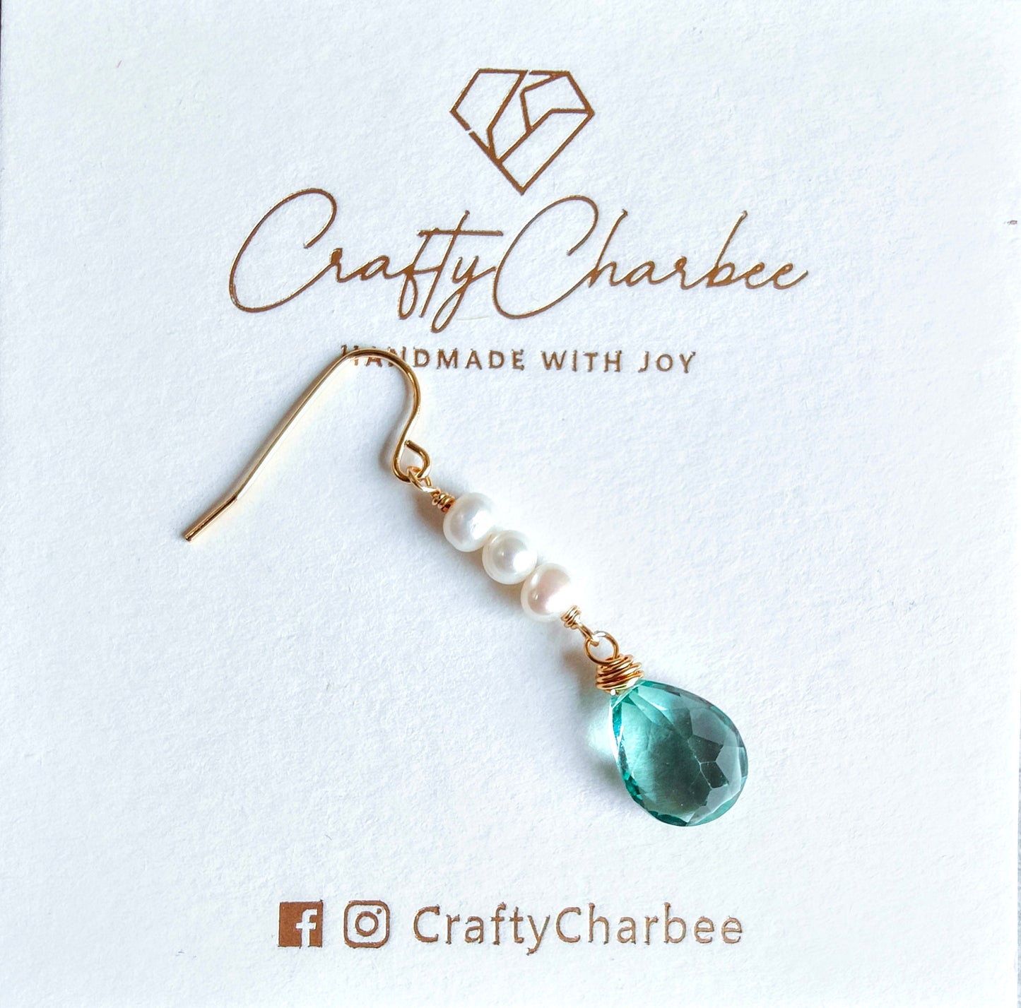 Aquamarine Quartz Freshwater Pearl 14K Gold-plated Earrings