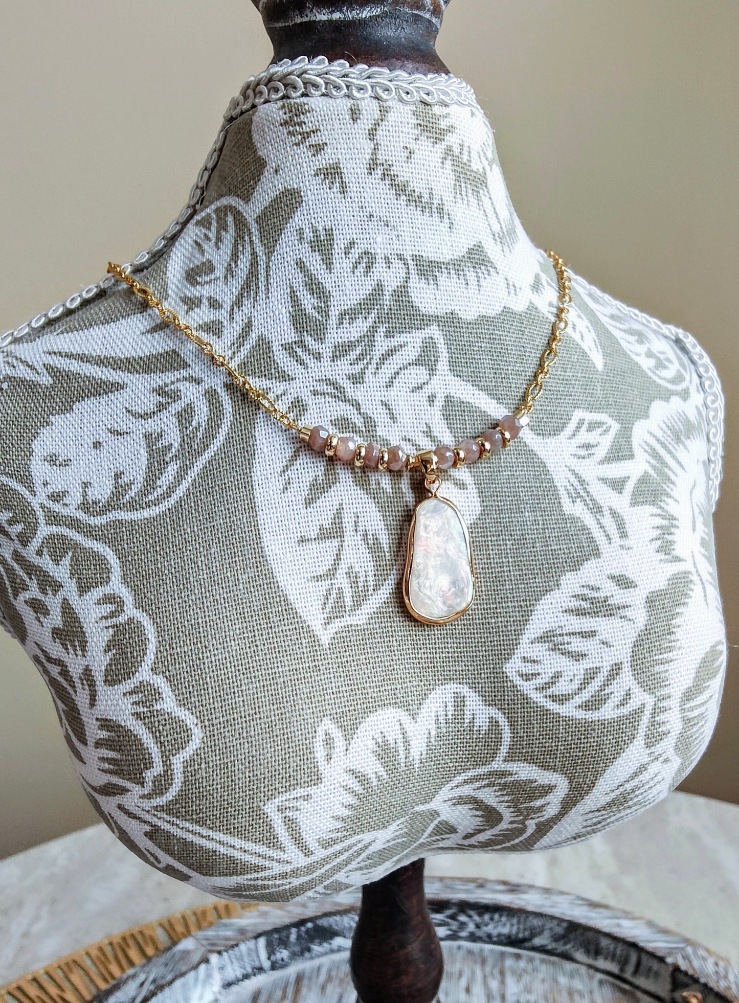 Goddess Moonstone 14K Gold Plated Pendant Necklace