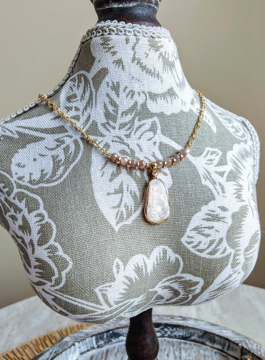Goddess Moonstone 14K Gold Plated Pendant Necklace
