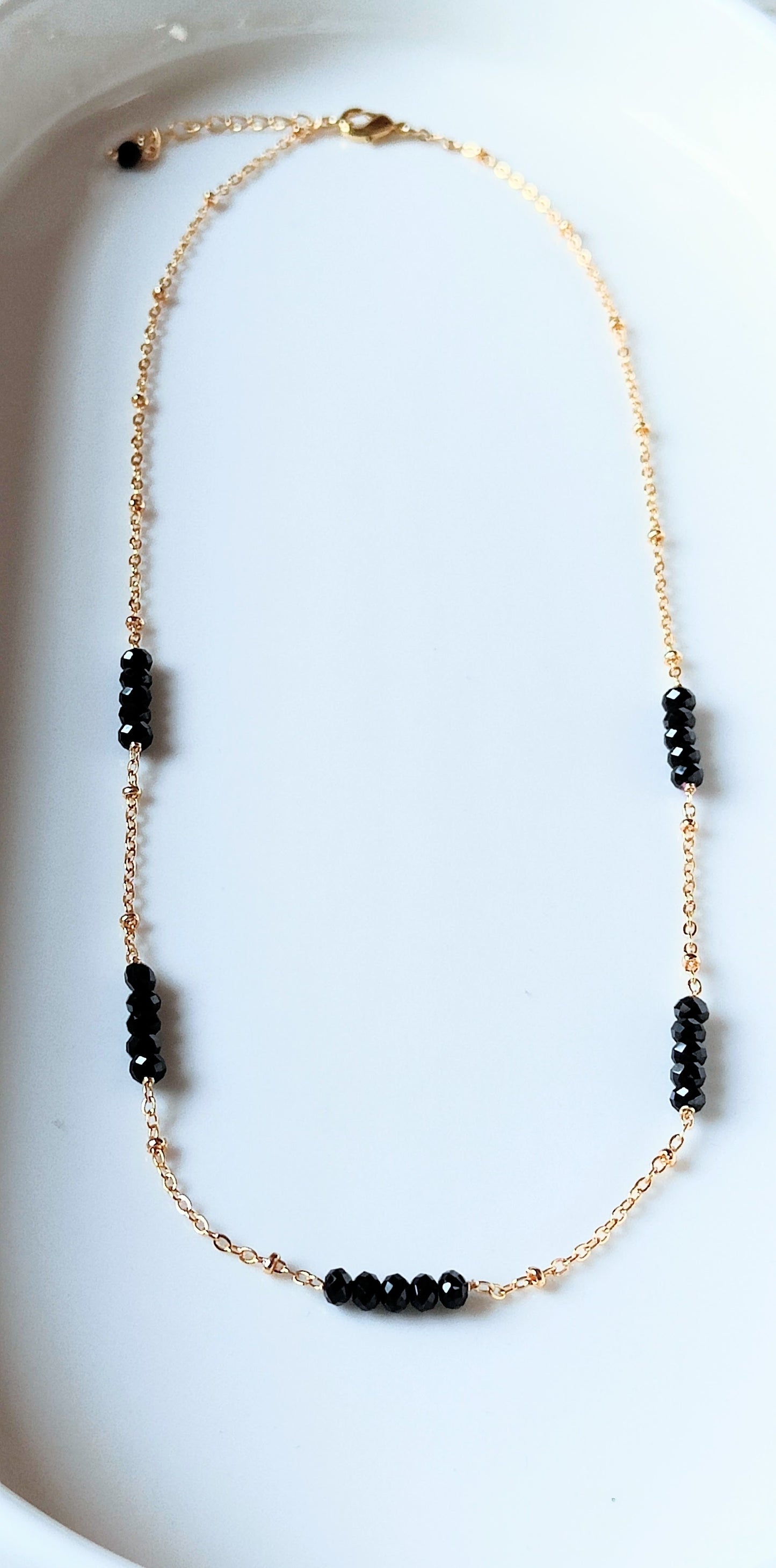 Midnight Glow Black Spinel 14K Gold Plated Necklace