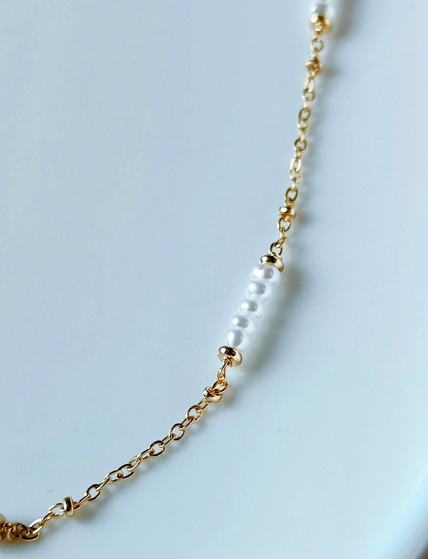 Mini Pearl 14K Gold Plated Necklace, Freshwater Pearl