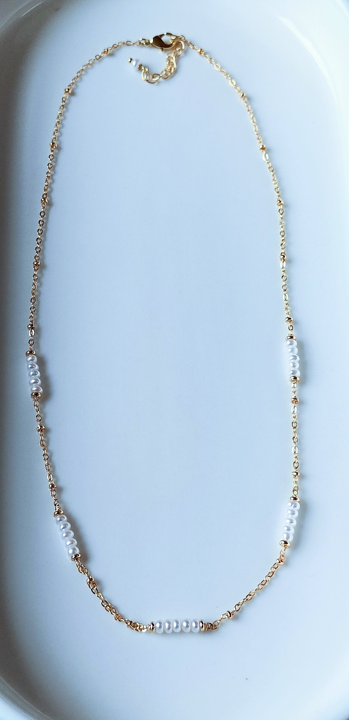 Mini Pearl 14K Gold Plated Necklace, Freshwater Pearl