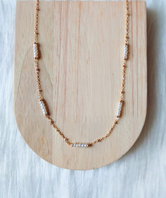 Mini Pearl 14K Gold Plated Necklace, Freshwater Pearl