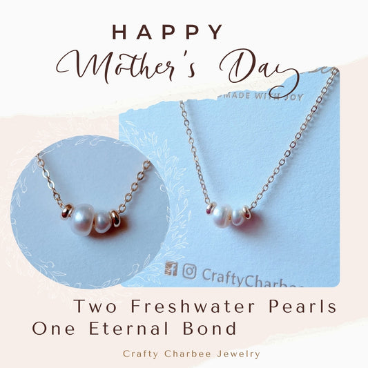Pearl Duo 14K Gold Plated Necklace, Freshwater Pearl