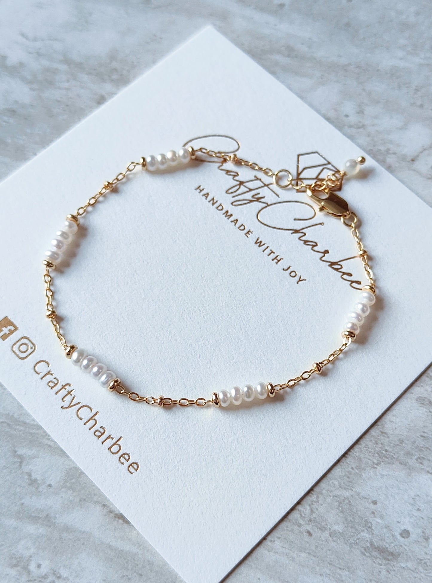 Mini Pearl 14K Gold Plated Bracelet, Freshwater Pearl