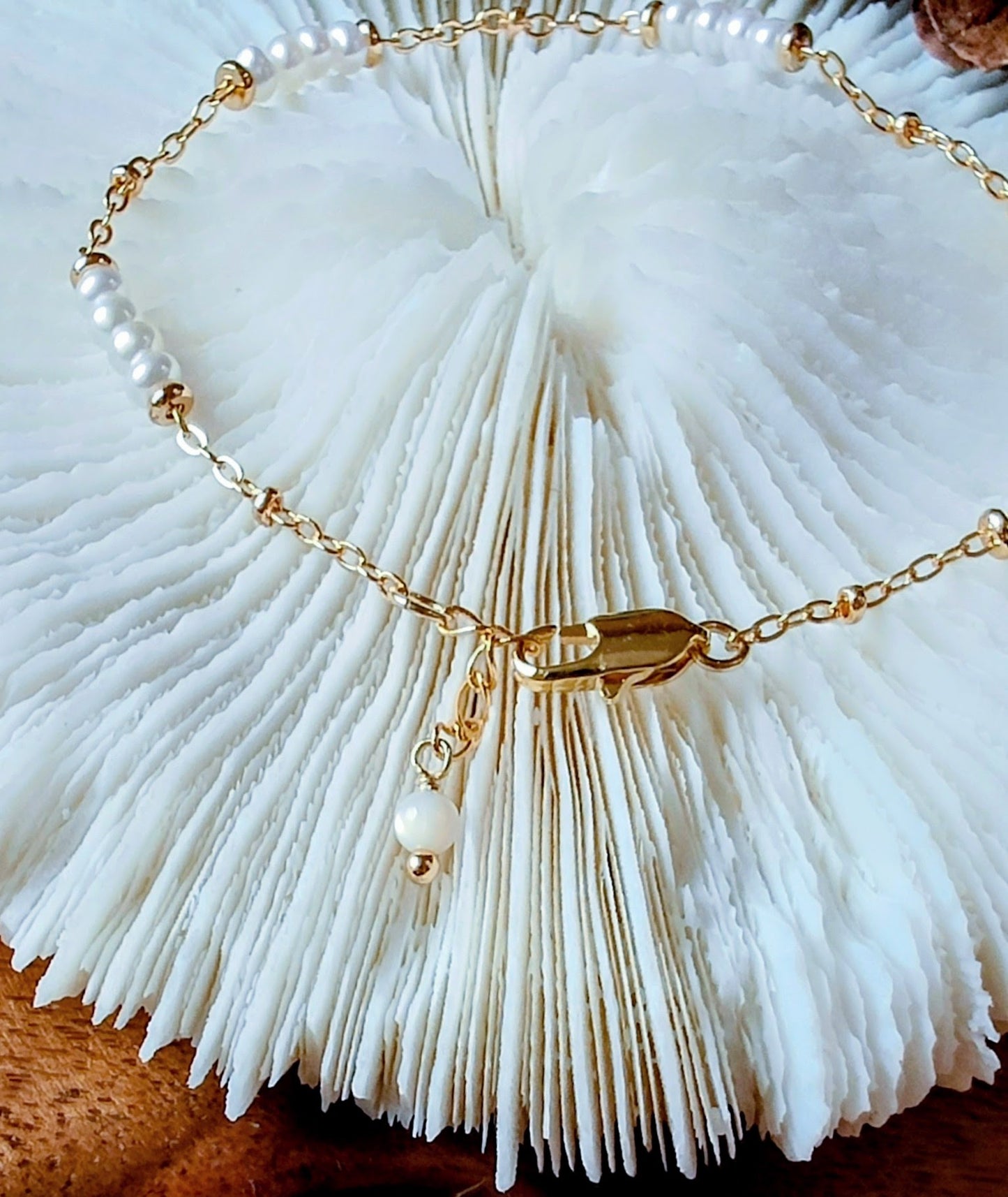 Mini Pearl 14K Gold Plated Bracelet, Freshwater Pearl