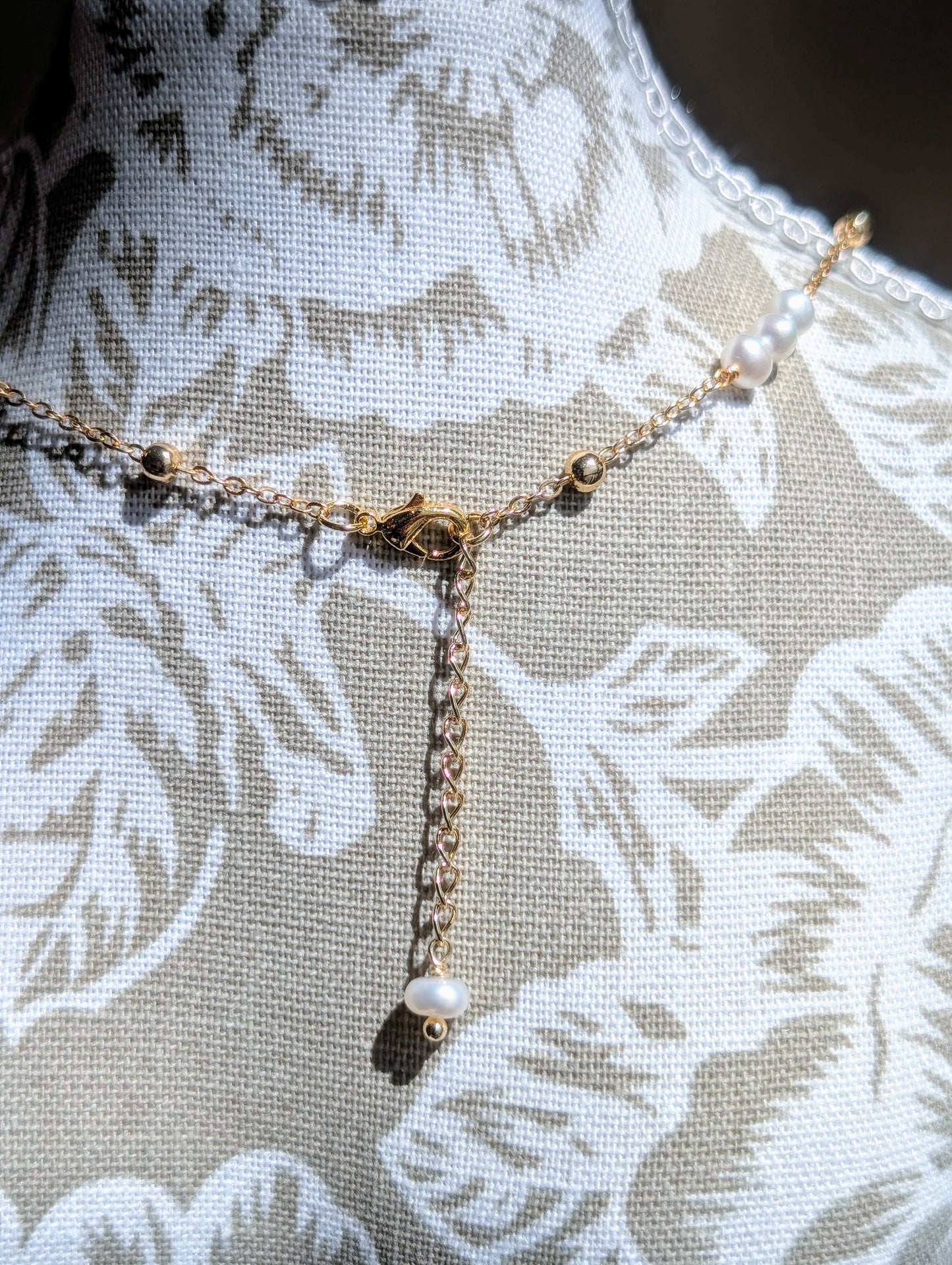 Pearl Trio 14K Gold Plated Necklace, Freshwater Pearl