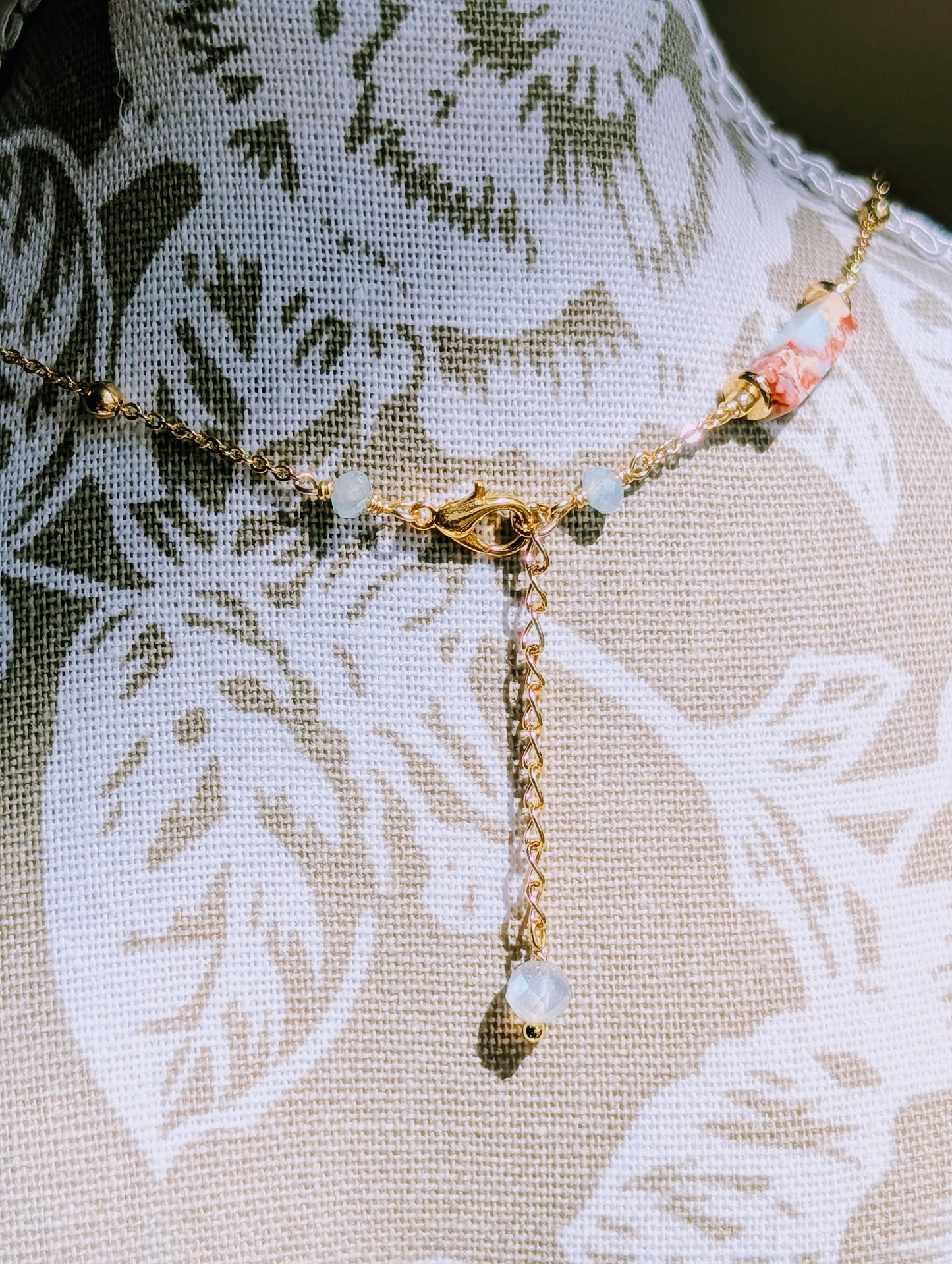 Natural Pagodite Stone 14K Gold Plated Summer GlowNecklace