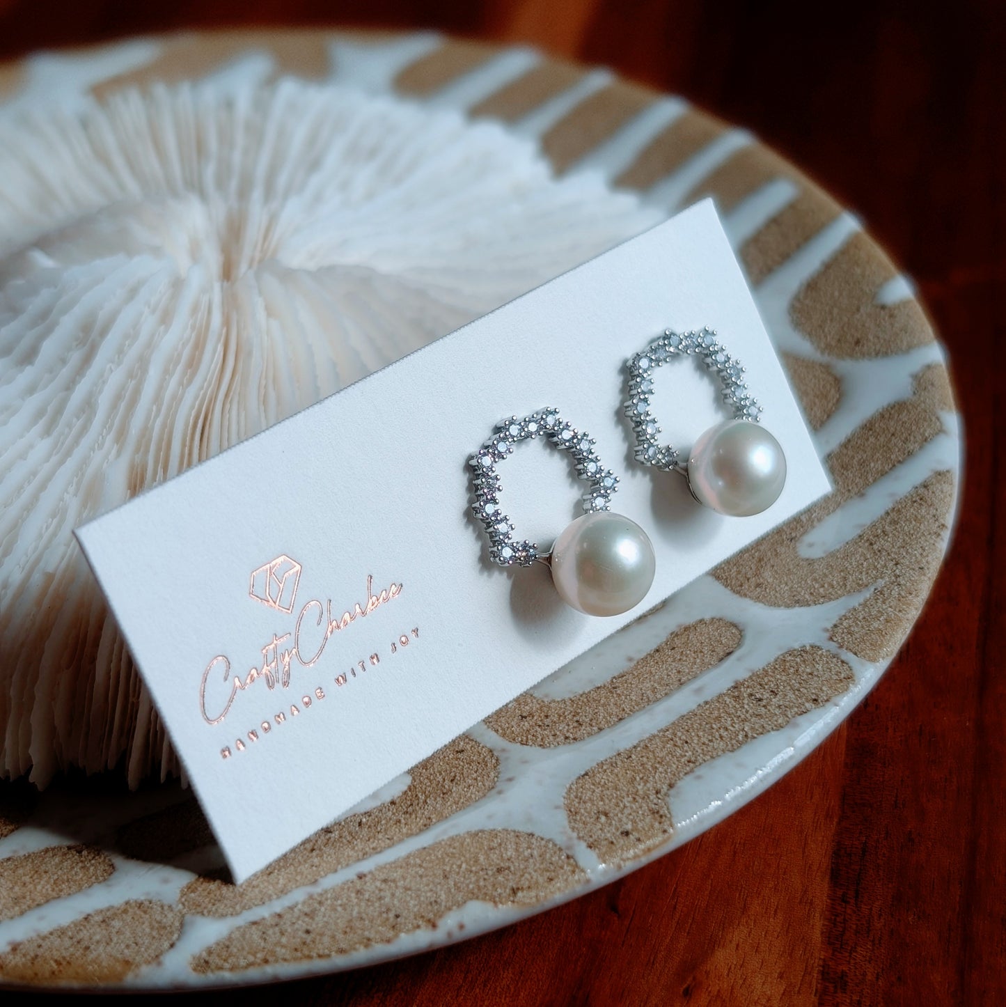 Sliver 925 White Edison Pearl Halo Rhinestone Earrings, S925 Collection