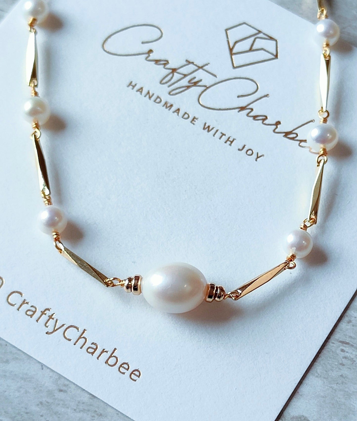 Modern Artistry 14K Gold Plated Pearl Necklace, Freshwater Pearl