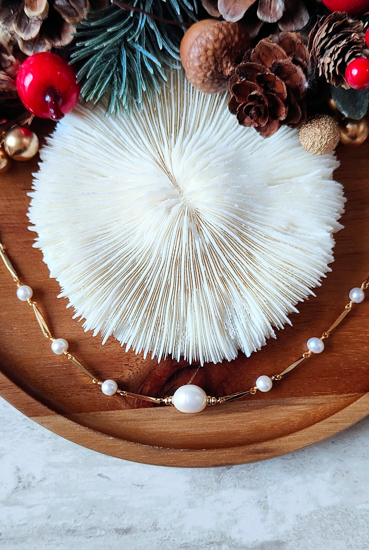 Modern Artistry 14K Gold Plated Pearl Necklace, Freshwater Pearl