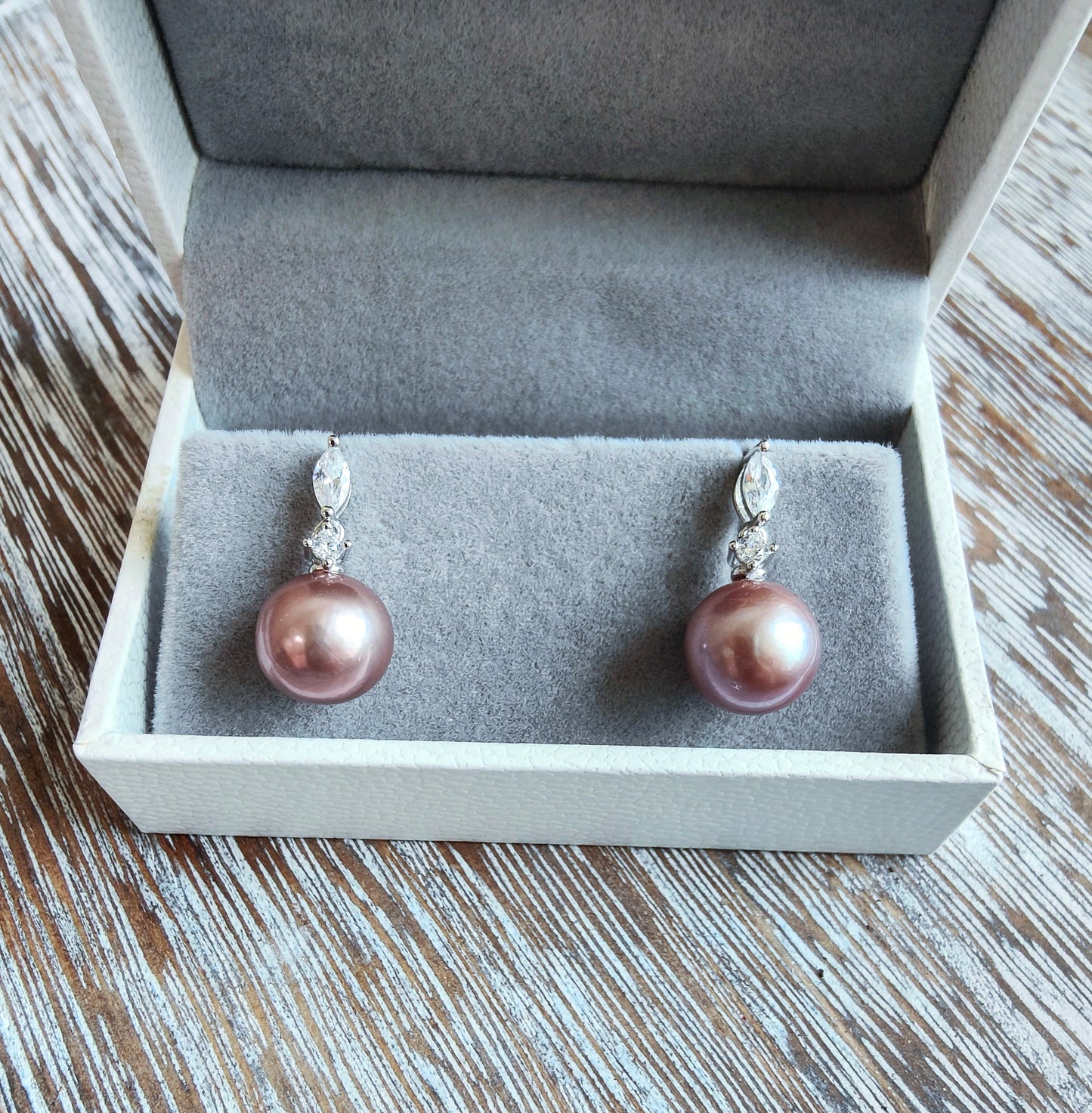 Sliver S925 Purple Rose Edison Pearl Earrings  Earrings , S925 Collection