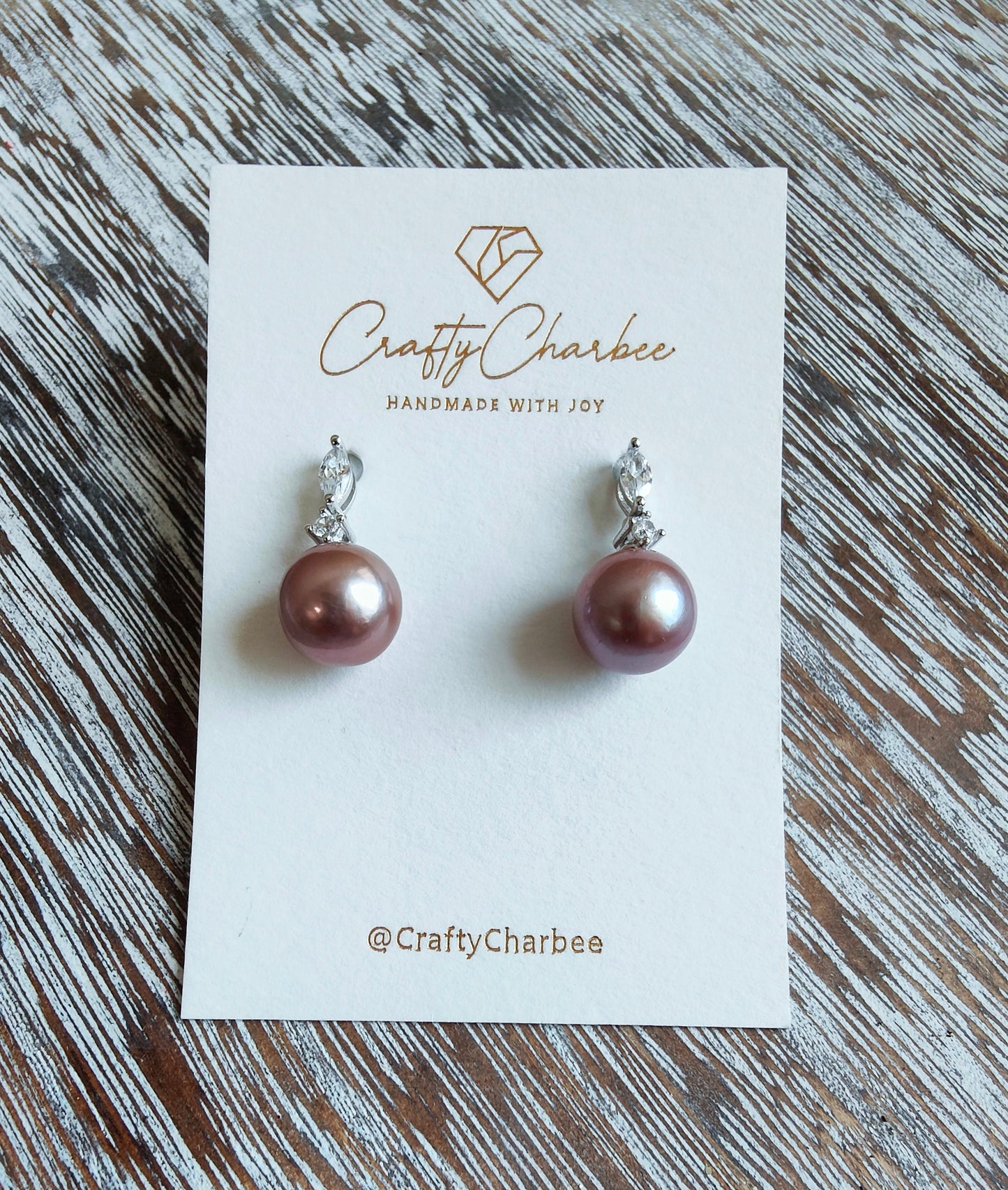 Sliver S925 Purple Rose Edison Pearl Earrings  Earrings , S925 Collection