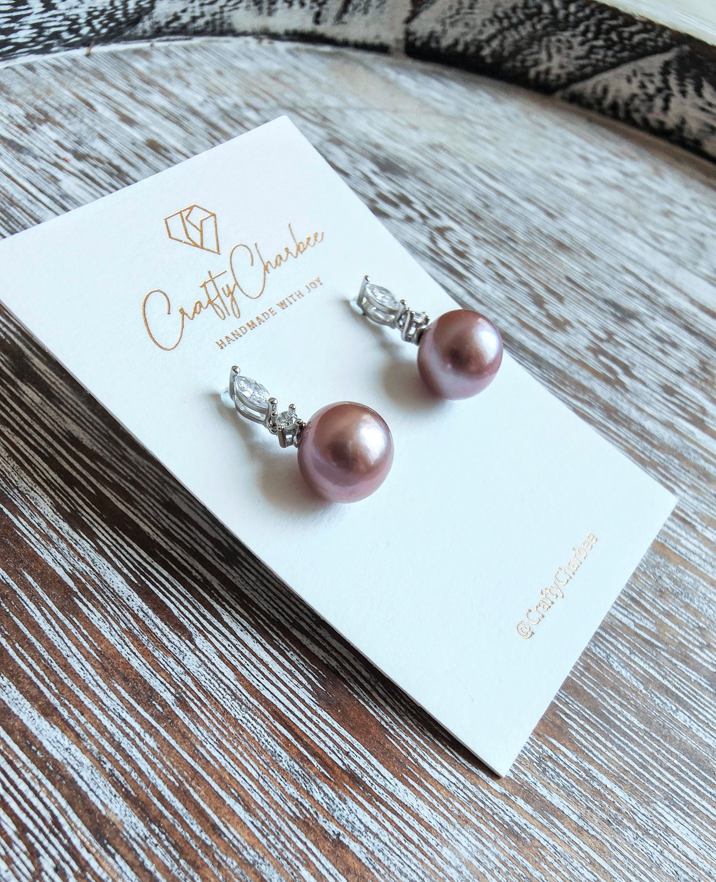 Sliver S925 Purple Rose Edison Pearl Earrings  Earrings , S925 Collection