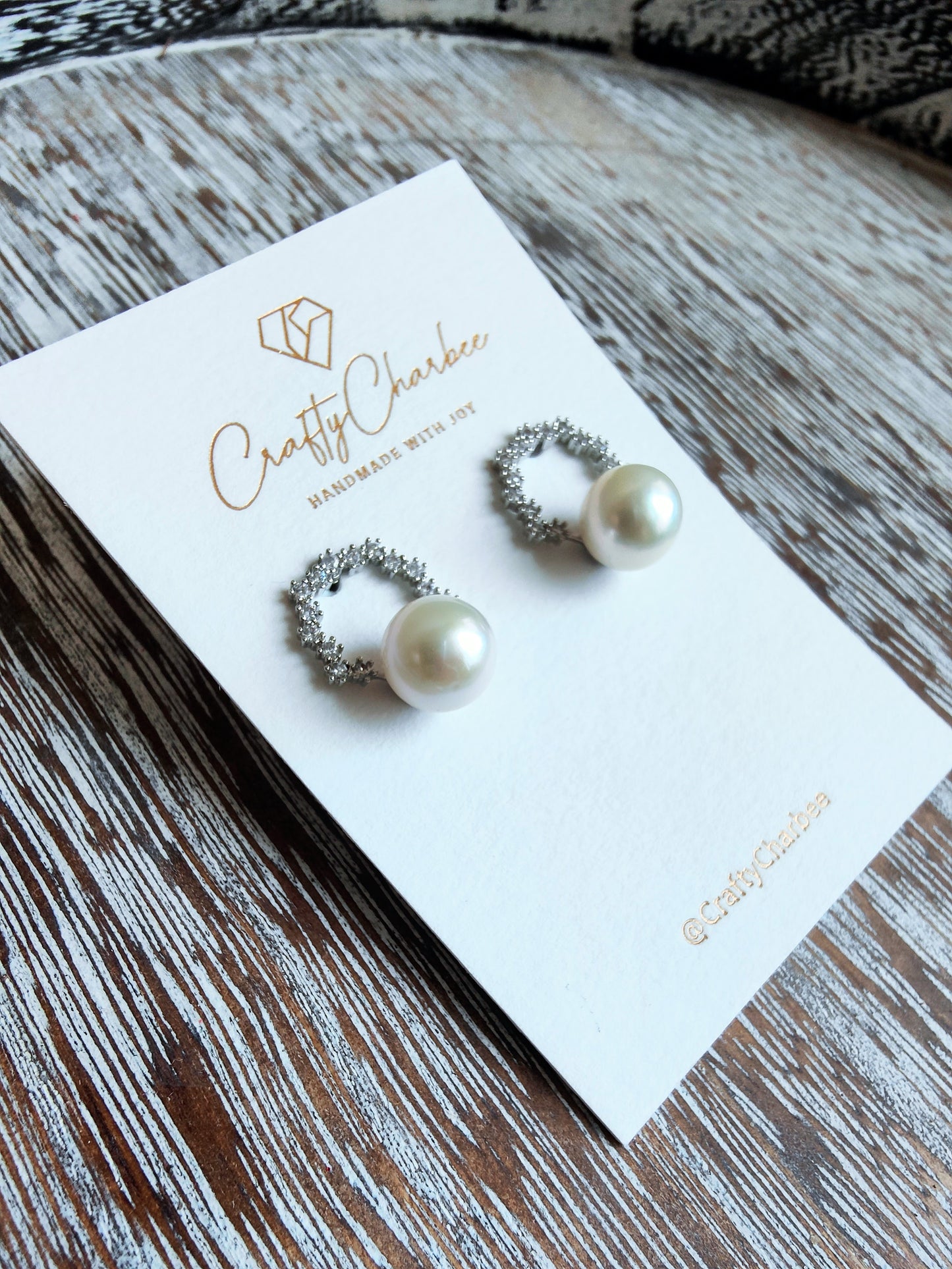 Sliver 925 White Edison Pearl Halo Rhinestone Earrings, S925 Collection
