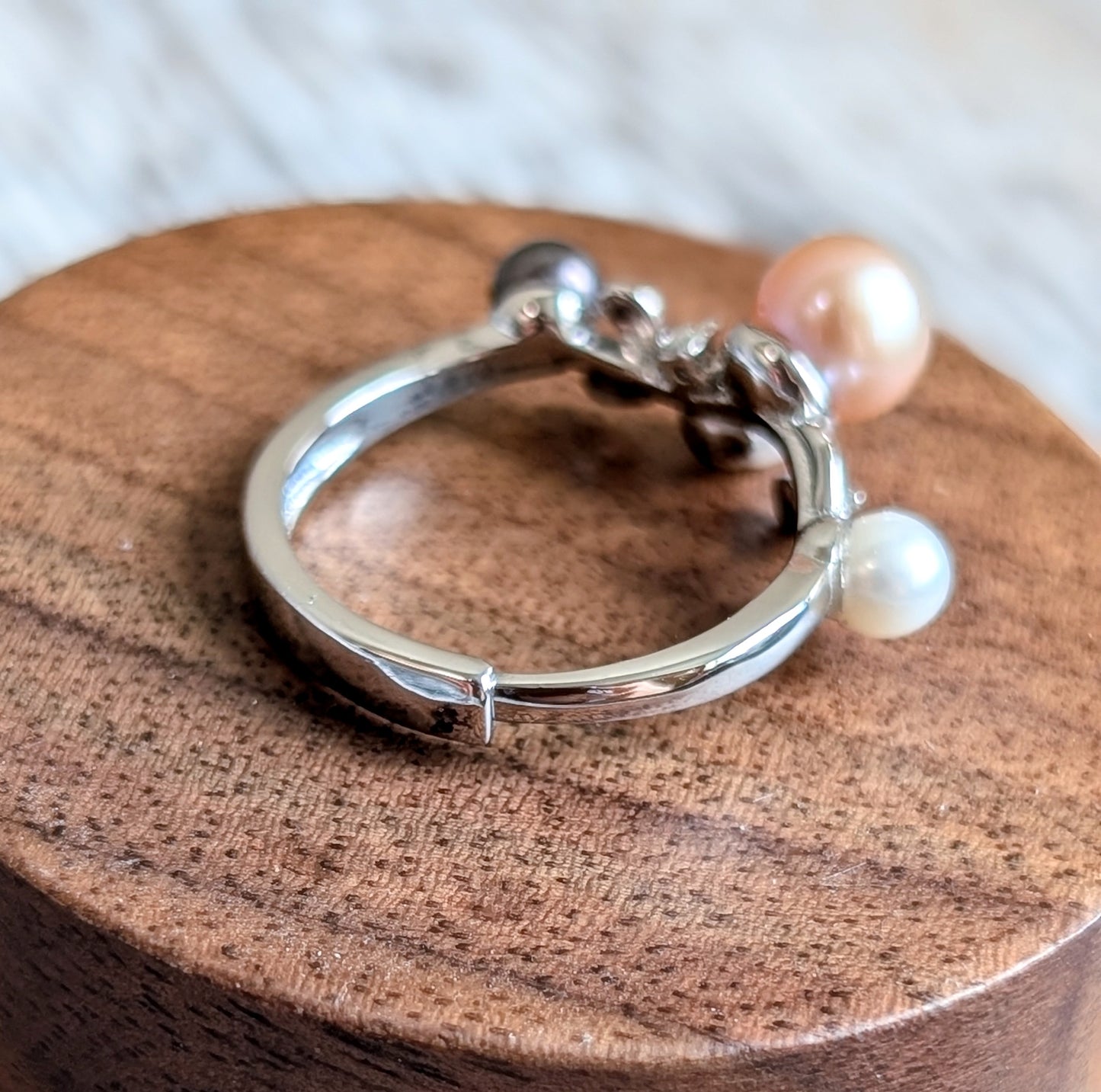 Sliver S925 Quartet Pearl Crown Ring, S925 Collection