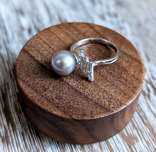 Sliver S925 Sleek Silver Pearl Ring, S925 Collection