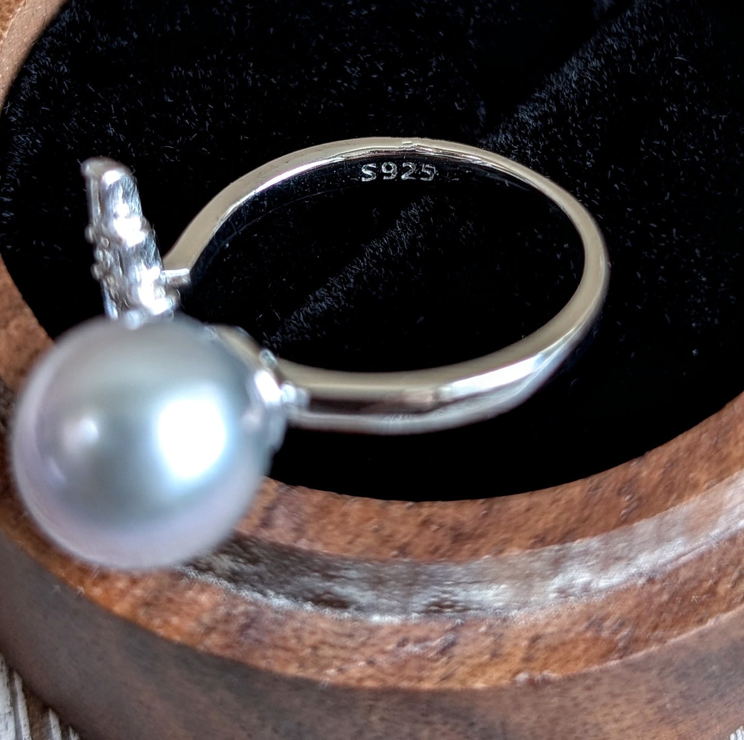 Sliver S925 Sleek Silver Pearl Ring, S925 Collection