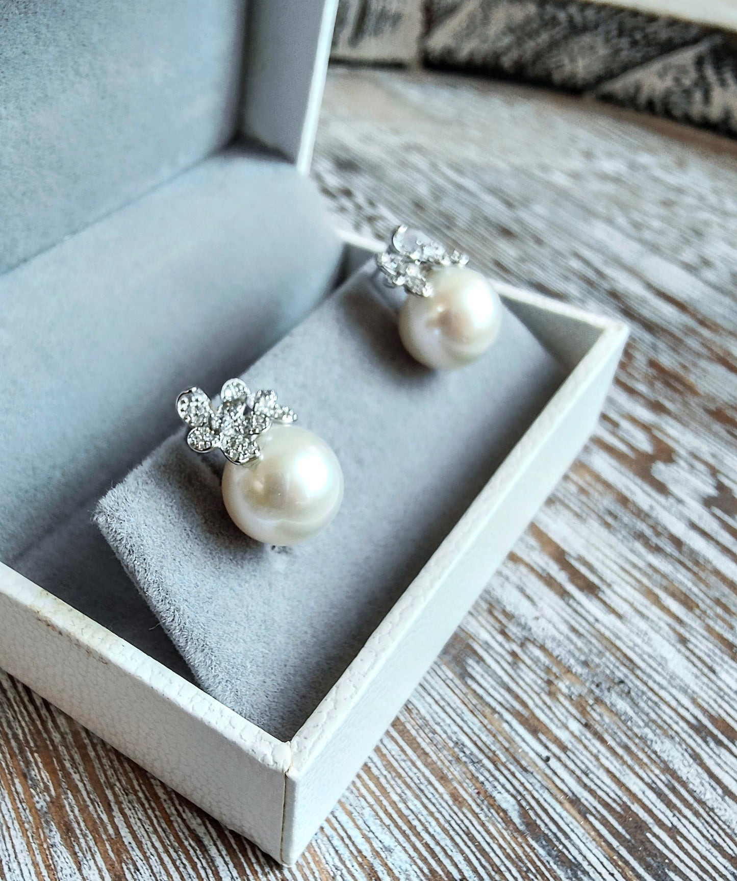 Sliver 925 White Edison Pearl Daisy Earrings , S925 Collection