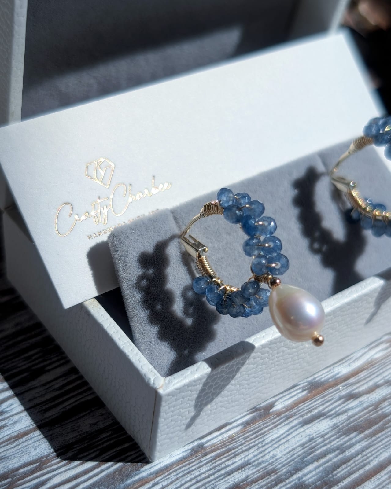 Blue Gemstone Freshwater Pearl 14K Gold-Plated Earrings, The Sparkling Halo Collection