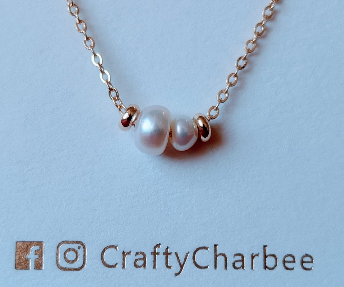 Pearl Duo 14K Gold Plated Necklace, Freshwater Pearl