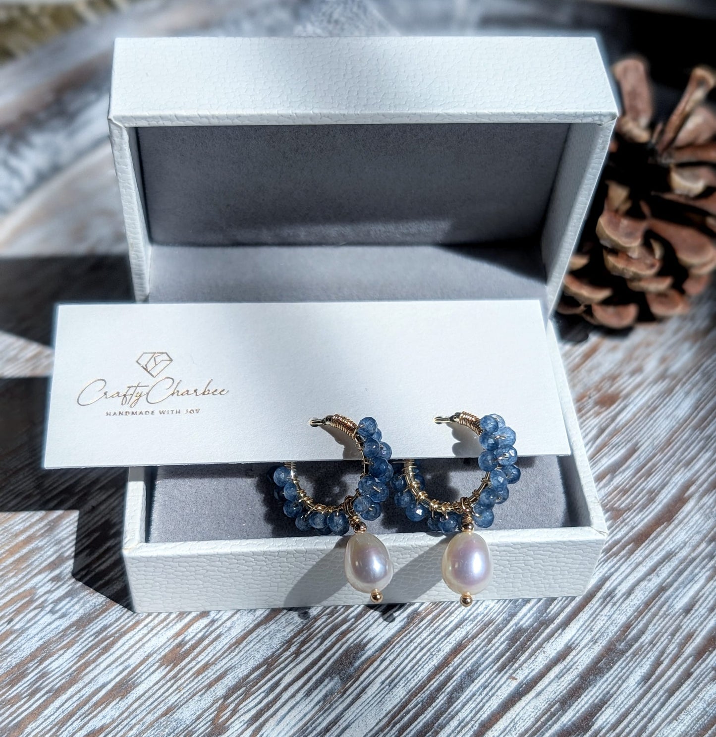 Blue Gemstone Freshwater Pearl 14K Gold-Plated Earrings, The Sparkling Halo Collection
