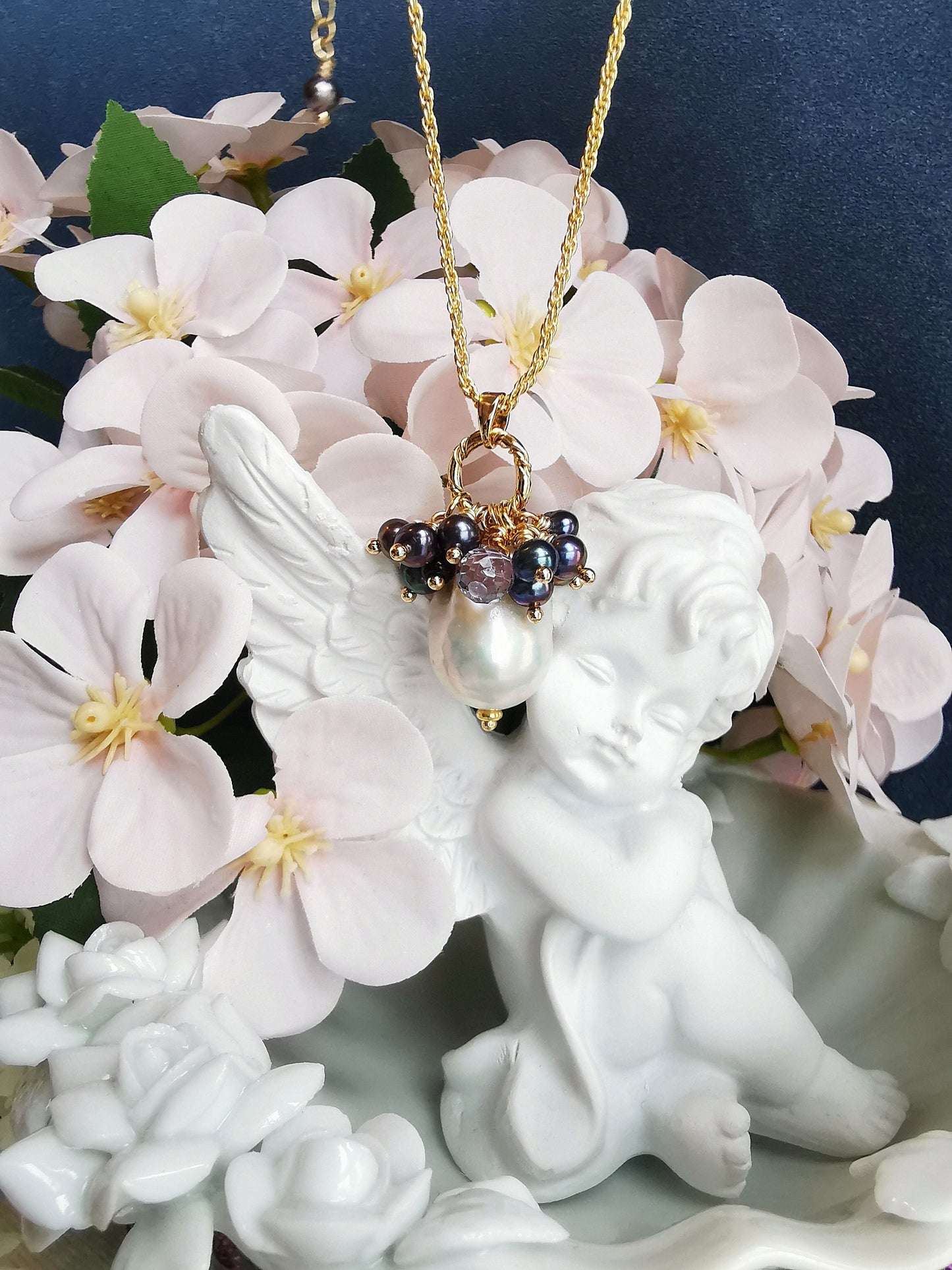 Natural Freshwater Baroque Pearl Pendant 14K Gold Plated Necklace