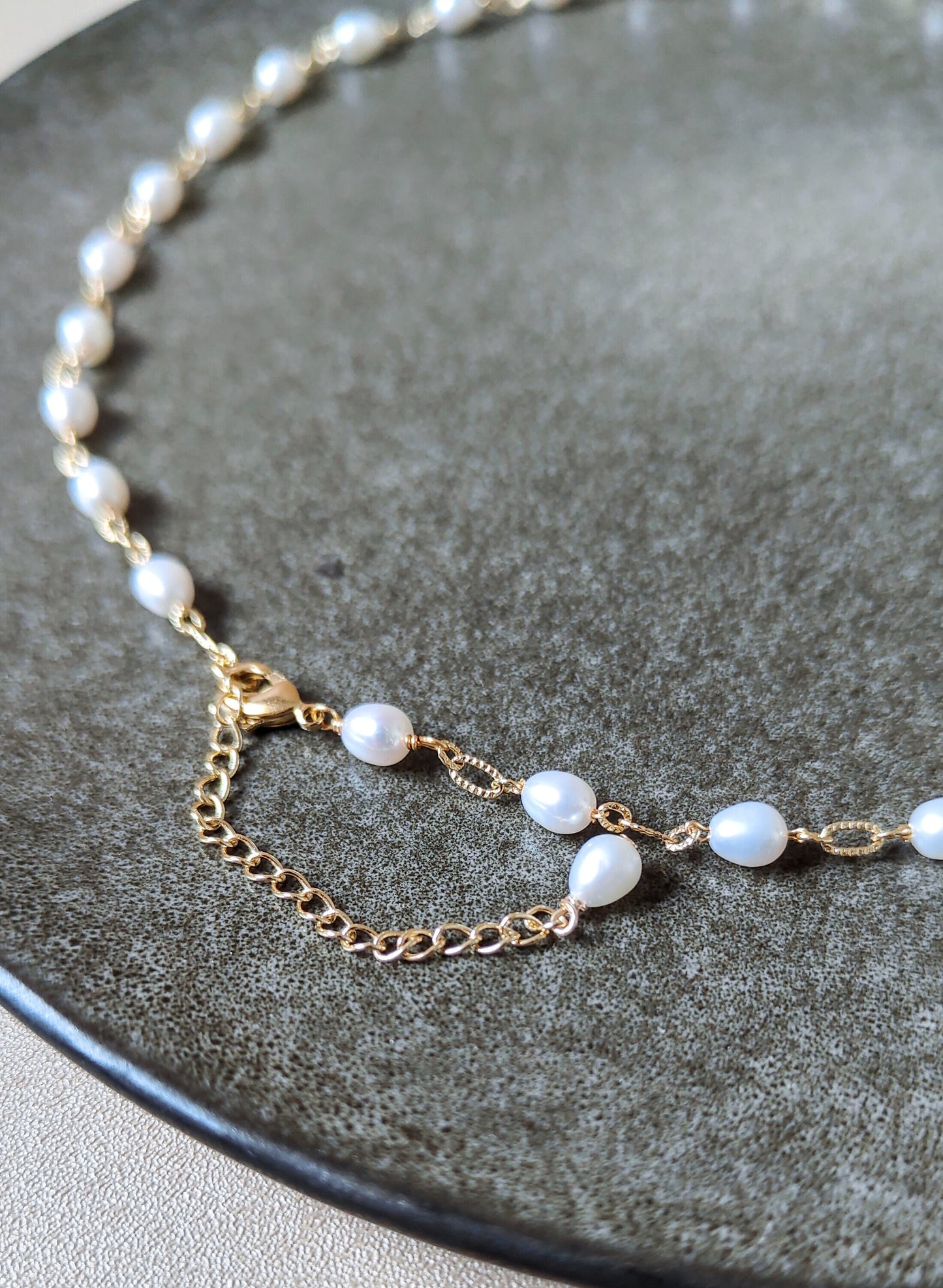 Natural Freshwater Pearls 14K Gold Plated Necklace, Layered necklace